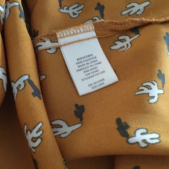 Love Fire sleeveless cactus print mustard color with neck tie - Picture 10 of 10